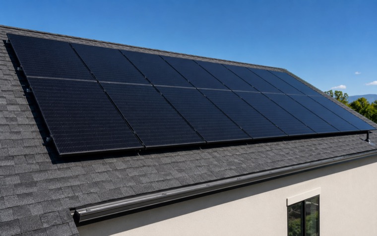 Solar panels installed on a sunny residential roof
